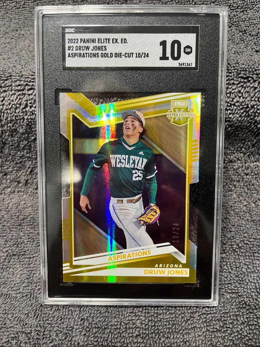 2022 Panini Elite Extra Edition, Aspirations  Die-Cut, GOLD 10/24, Druw Jones